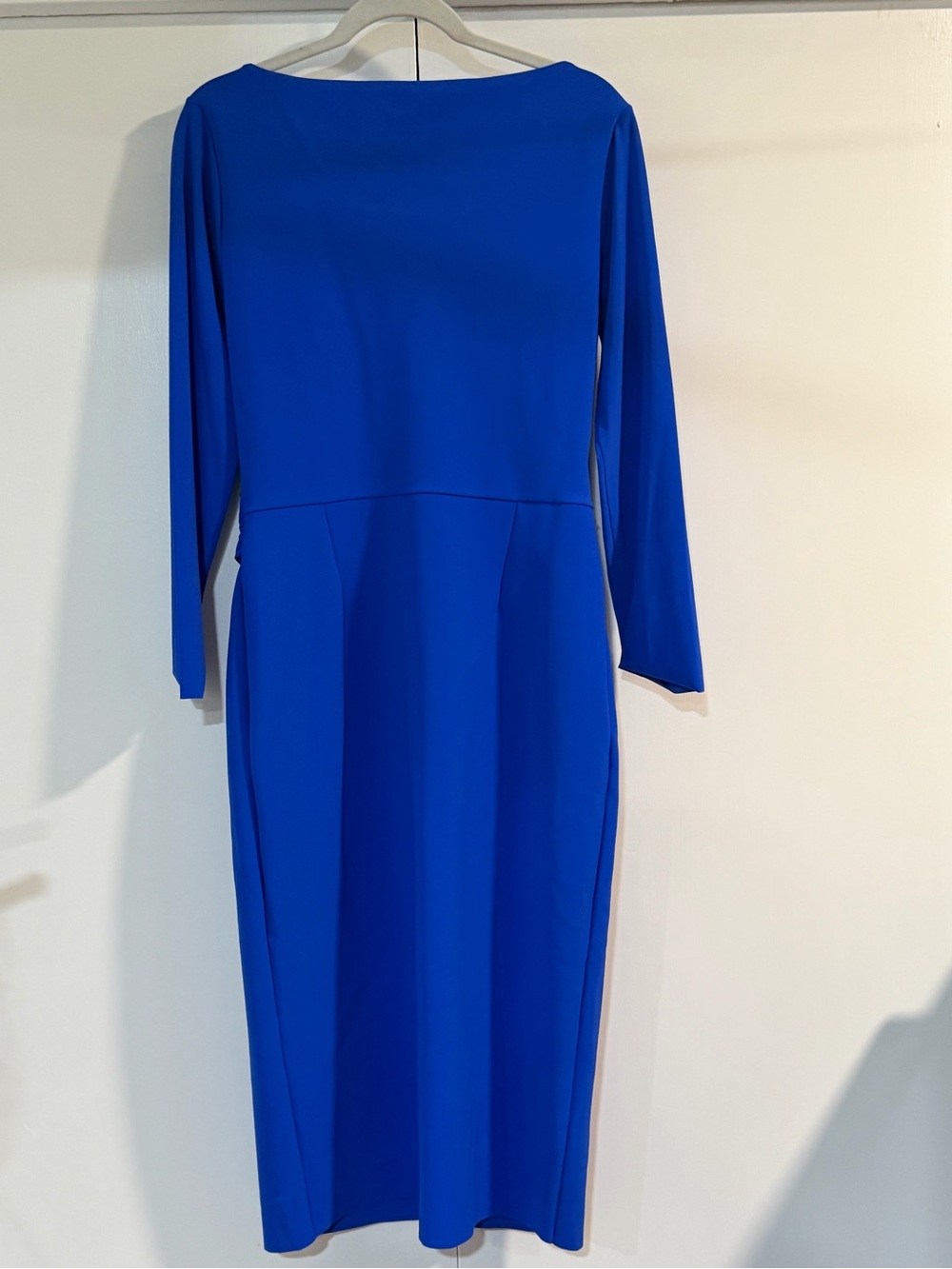Chiara Boni La Petite Robe Royal Blue Ruched Midi Dress IT 50 US 14 - Picture 2 of 4
